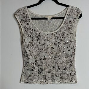 St. John Couture | Cap Sleeve Rhinestone Embellished Floral Tank Top Size XS